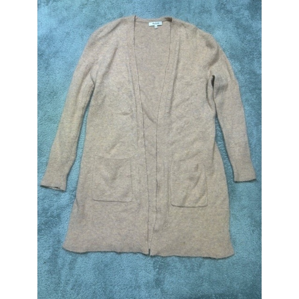 Madewell Cardigan Sweater Women's XXS Pink Open Front Pockets Knit Merino Blend